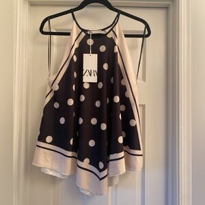 Zara Black and White Polka Dot Blouse